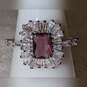 *BP #4517 "Calista" Amethyst Rhodium Plated Size 7 Ring BRAND NEW